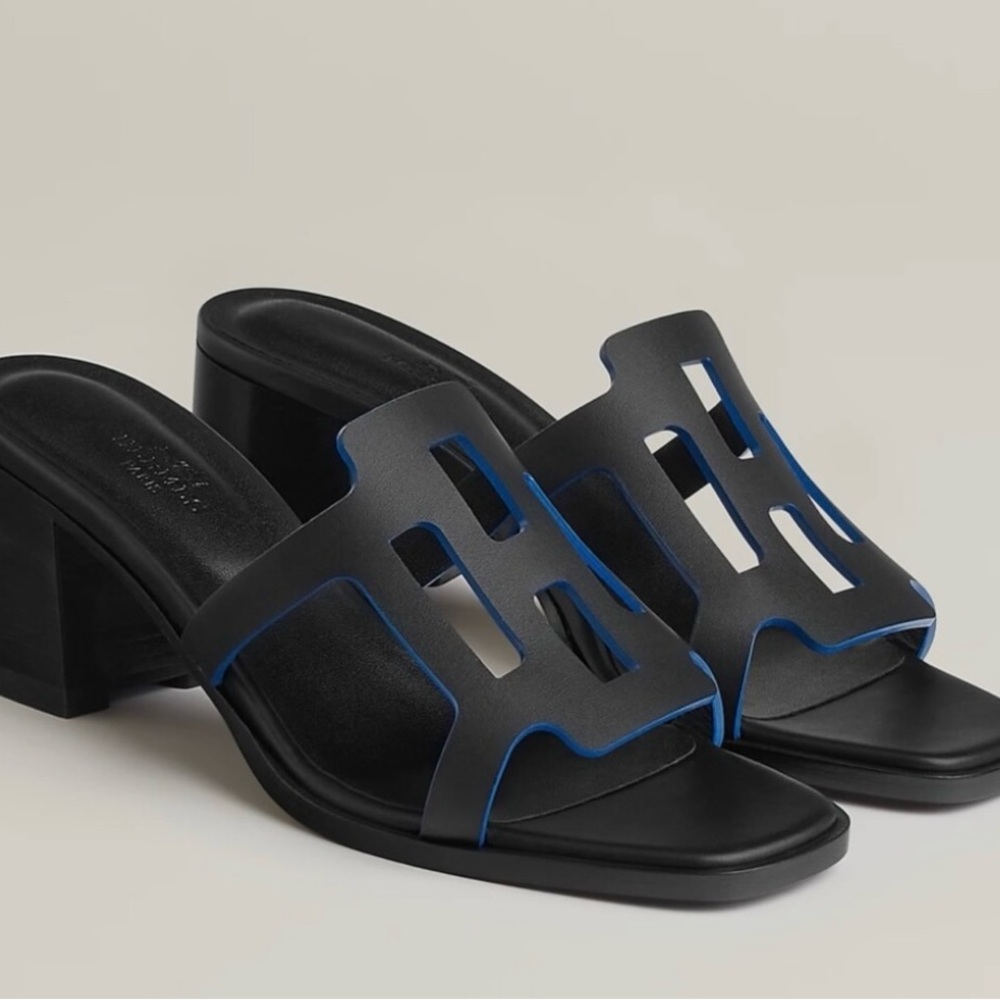 Stylish Black and Blue Women's Heeled Sandals